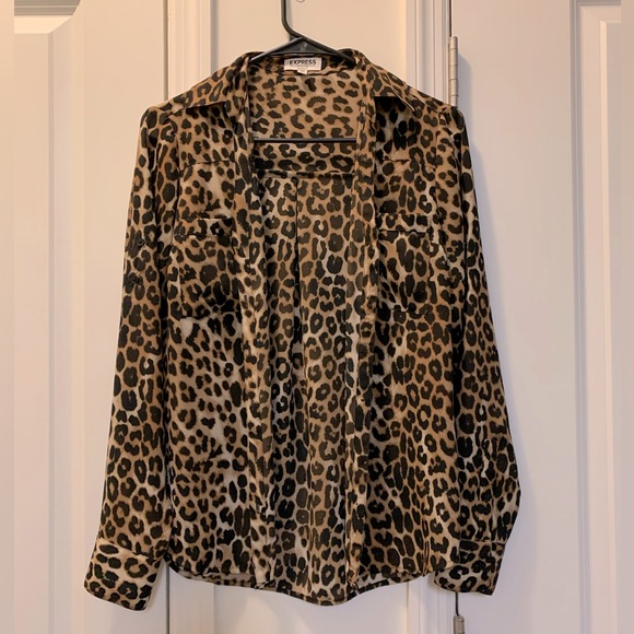 Express Tops - Express Women’s Portofino Cheetah Print Dress Shirt